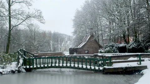 Snow fall on WWI battlefields : Passchendaele 1917 Museum and gardens Stock Footage 102220970