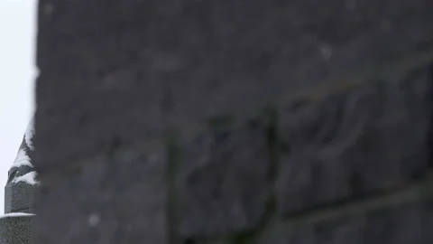 Snow fall on WWI battlefields : Tyne Cot Cemetery, Ypres, Belgium Stock Footage 102227916