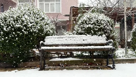 Snow falling on the bank Stock Footage 305282421