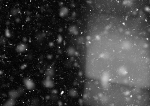 Snow falling on black background Stock Photos