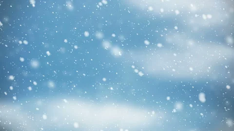 Snow falling on blue sky with cloud in the winter Christmas background Stock Footage 339058460