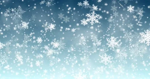 Snow falling on blue sky in the winter. Christmas or New Year loop background Stock Footage 202078235
