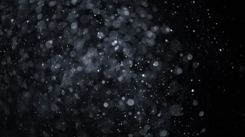Snow Falling Bokeh Particles on Black Background, Christmas Winter Overlay Stock Footage 336622915