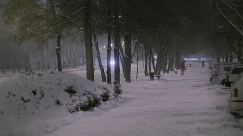 Snow falling in the city Stock-Footage 87125345