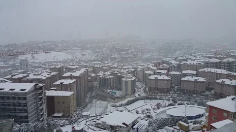 Snow falling City white winter panoramic Stock Footage 67835900