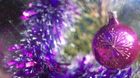 Snow falling down Christmas tree on the background Stock Footage 68376264
