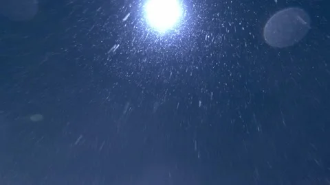 Snow falling down in the light of street lamp. Calm evening time in the city Stock Footage 147224052