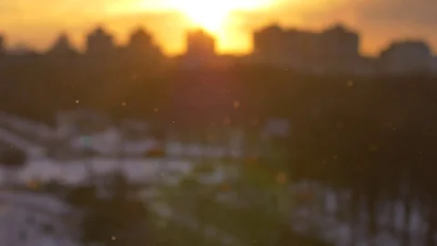 Snow falling down over the city Stock Footage 72606817