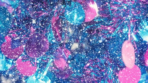 Snow falling on a festive background, winter scenery Stock Footage 121820791