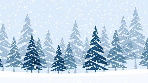 Snow falling on a forest in the mountains. Winter snowy landscape backgroun.. Stock Footage 254658134