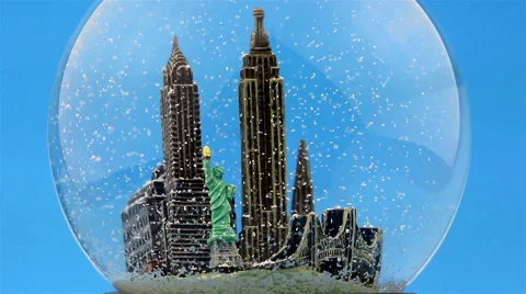 Snow falling inside a New York Snow Globe Stock Footage 61547830