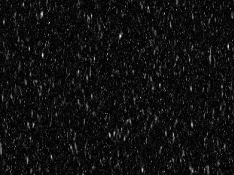 Snow falling, isolated on black background. 3D render. Stock Photos