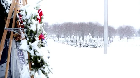 Snow Falling on Korean Memorial.mp4 Video stock 45717898