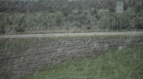 Snow falling on lawn Stock Footage 10735523