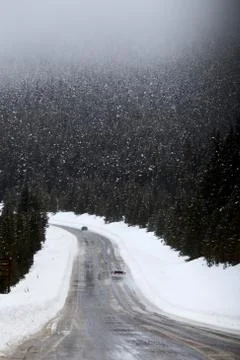 Snow Falling Mountains Canada Stock Photos