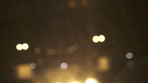Snow falling at night city berlin with city lights Stock Footage 46410172