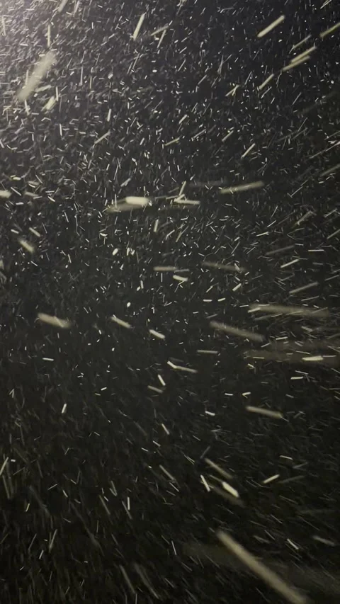 Snow Falling at Night Vertical Video Winter Snowfall Close Up Stock Footage 342271285