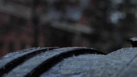 Snow Falling on Object Outside Stock Footage 112951188