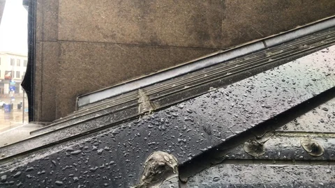 Snow Falling On Old Building Glass Roof Stock Footage 104048036