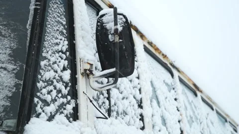 Snow Falling On old Car Stock Footage 86043863