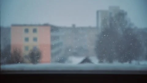 The snow is falling outside the window. Stock Footage 237785363