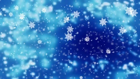 Snow falling over beautiful soft blue background with blurred lights Stock Footage 82994108