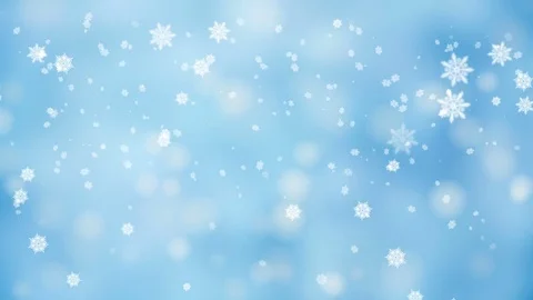 Snow falling over beautiful soft blue background with blinking blurred lights Stock Footage 83108897