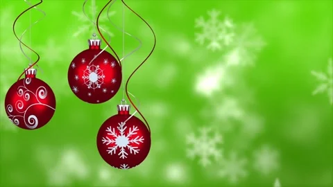 Snow falling over Christmas balls on green screen festive holiday background Stock Footage 320624859