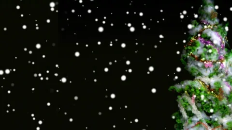 Snow falling over a Christmas tree - looping animation Stock Footage 545345