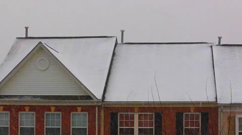 Snow Falling in Residential Area Stock Footage 36149964