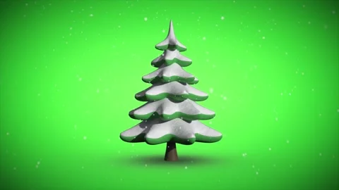 Snow falling on rotating 3D fir tree over green screen festive background Stock Footage 320624857