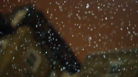 Snow Falling From Sky At Night High Frame Rate Slowed Stock Footage 226052573