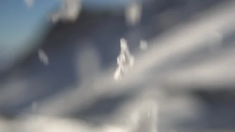 Snow Falling in Slow Motion on Mountainside Stock Footage 92332852