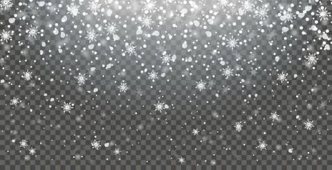 Snow falling snowflakes background transparent isolated vector background Stock Illustration