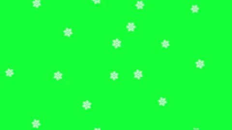 Snow falling, snowflakes, snowfall, white flake elements on green background Stock Footage 313833339