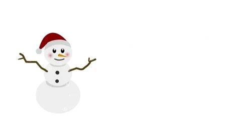 Snow falling on snowman on a white background Stock Footage 323678895