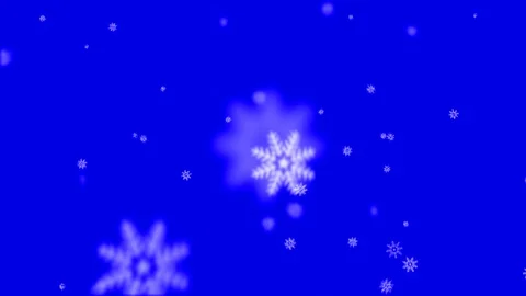 Snow Falling Stylised Motion Graphic Loop - Chroma Key Blue Video stock 69834794