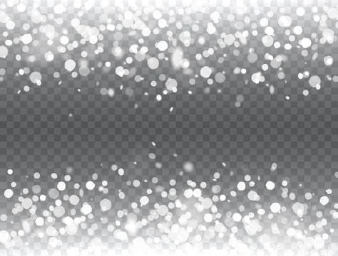Snow falling on transparent background. Shining snow border. Merry Christmas  Stock Illustration