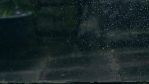 Snow falling trees on winter day view through window Video stock 271567740