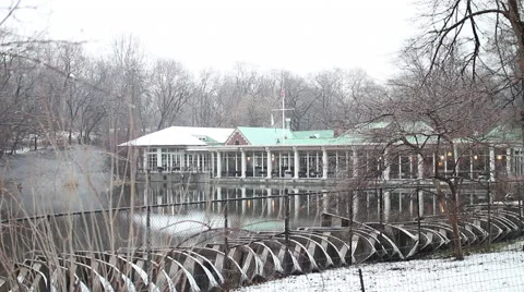 Snow Falling on Water Stock Footage 60096387