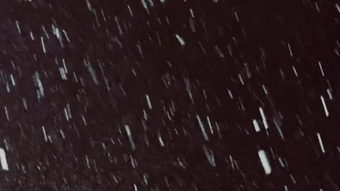 Snow falling with wind in the dark, black sky, macro, close-up video Stock Footage 329060803