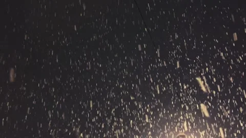 Snow falls against the background of a black night sky. Stock-Footage 296549791