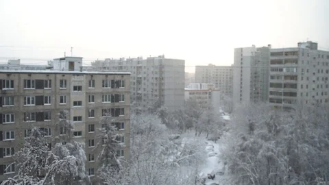 Snow falls in the city Video stock 85820942