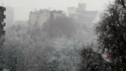 Snow Falls In The City Stock Footage 177546859
