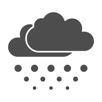 Snow falls from clouds solid icon, World snowboard day concept, snowy weather Stockillustratie