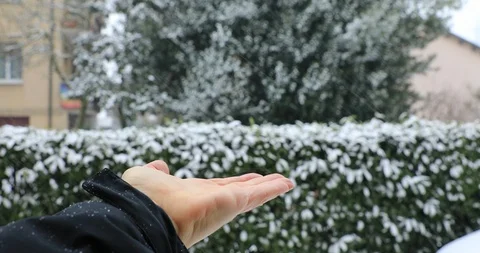 The snow falls on the hand 動画素材 86517615