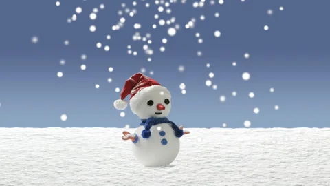 Snow Falls on the Snowman Stock Footage 327417368