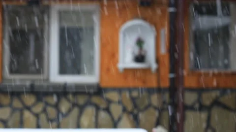 Snow falls in the yard Stock Footage 57640417