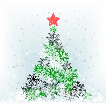 Snow feer-tree with red star Stock Illustration