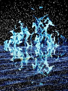 Snow on the fire background with reflection on water Illustrazione stock